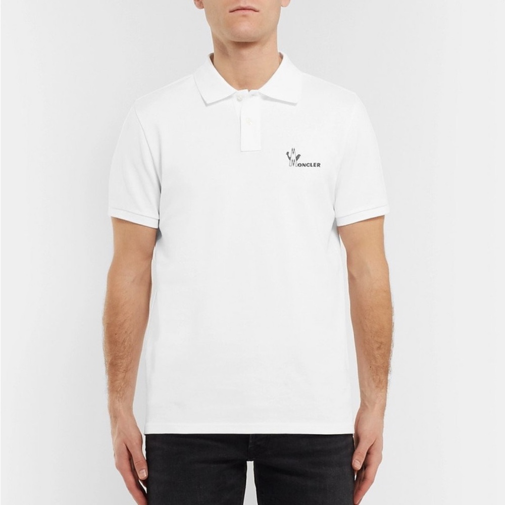 SEND OFFERS🔥🔥Moncler - Maglia Cotton-Piqué Polo Shirt - White